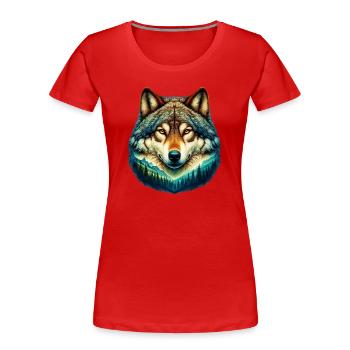 Loup - T-shirt bio Premium Femme - rouge - Devant - Mia (176cm)