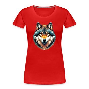 Wolf - Women's Premium Organic T-Shirt - red - Front - Mia (176cm)