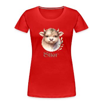Elegantes Stier Sternzeichen Aquarell Geschenk - Frauen Premium Bio T-Shirt - Rot - Vorne - Mia (176cm)
