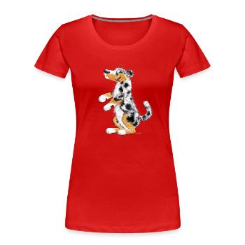 Funny Australian Shepherd - Women's Premium Organic T-Shirt - red - Front - Mia (176cm)