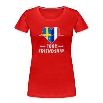 La Suède et la France, une amitié à 100 % - T-shirt bio Premium Femme - rouge - Devant - Mia (176cm)