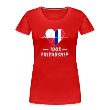 100 % amitié entre la Pologne et la France - T-shirt bio Premium Femme - rouge - Devant - Mia (176cm)