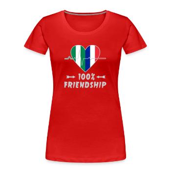 Nigeria und Frankreich 100% Freundschaft - Frauen Premium Bio T-Shirt - Rot - Vorne - Mia (176cm)