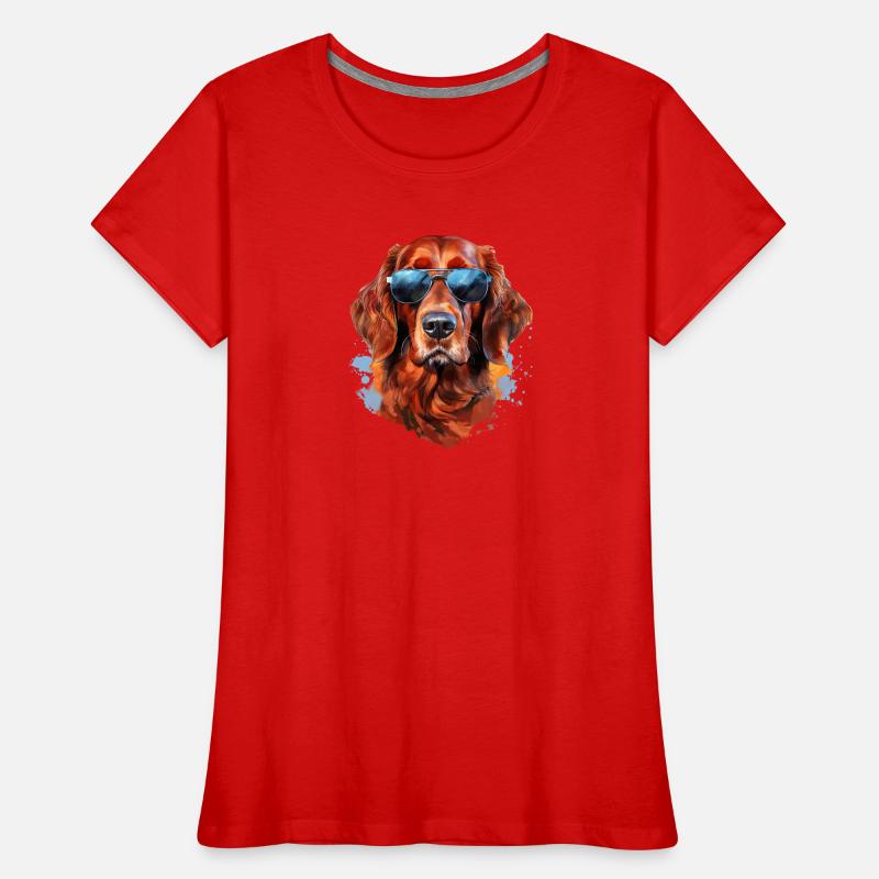 Irish Setter mit Sonnebrille Frauen Premium Bio T-Shirt