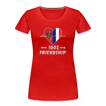 Morocco and France 100% friendship - Women's Premium Organic T-Shirt - red - Front - Mia (176cm)