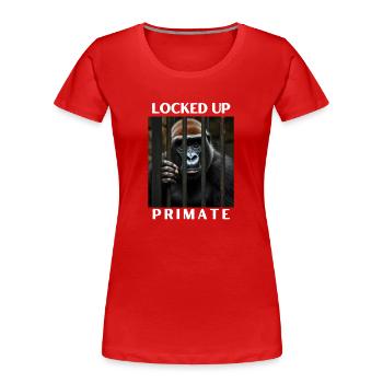 Auf geschlossenen Primaten - Frauen Premium Bio T-Shirt - Rot - Vorne - Mia (176cm)