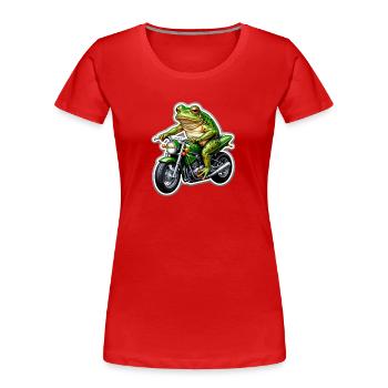 Frosch auf Motorrad - Frauen Premium Bio T-Shirt - Rot - Vorne - Mia (176cm)