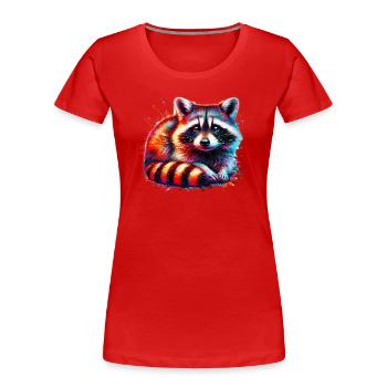 Raccoon - Women's Premium Organic T-Shirt - red - Front - Mia (176cm)
