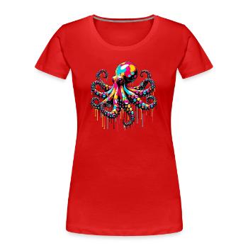 Krake - Frauen Premium Bio T-Shirt - Rot - Vorne - Mia (176cm)