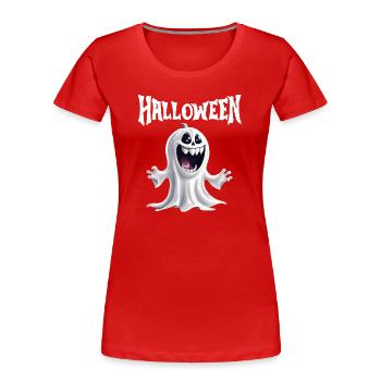 Halloween, Ghost, Celebrate Halloween - Women's Premium Organic T-Shirt - red - Front - Mia (176cm)