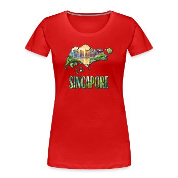 Carte à l’aquarelle Singapour - T-shirt bio Premium Femme - rouge - Devant - Mia (176cm)