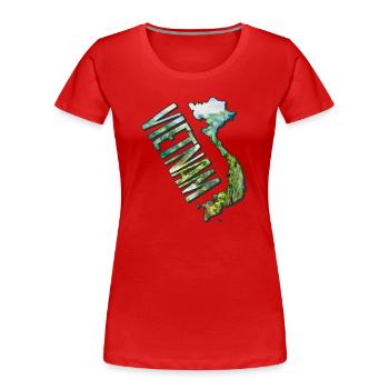 Aquarell Landkarte Vietnam - Frauen Premium Bio T-Shirt - Rot - Vorne - Mia (176cm)