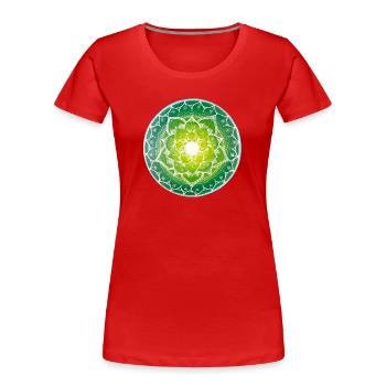 Green mandala with spiritual pattern - Women's Premium Organic T-Shirt - red - Front - Mia (176cm)