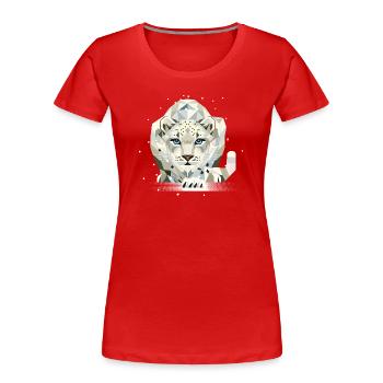 Schneeleopard – Starke Eleganz in der Wildnis - Frauen Premium Bio T-Shirt - Rot - Vorne - Mia (176cm)