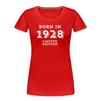1928, date of birth, year of birth - Women's Premium Organic T-Shirt - red - Front - Mia (176cm)