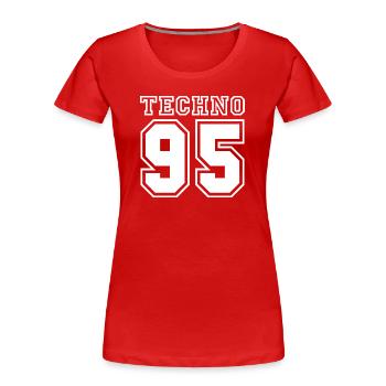 TECHNO 95 - T-shirt bio Premium Femme - rouge - Devant - Mia (176cm)
