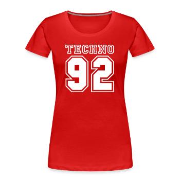 TECHNO 92 - T-shirt bio Premium Femme - rouge - Devant - Mia (176cm)