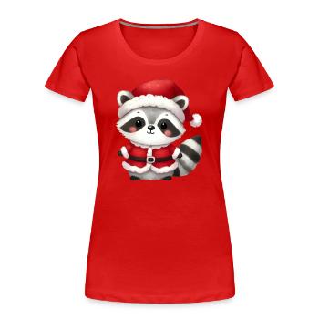 Raton laveur déguisé en Père Noël – Motif de Noël sucré - T-shirt bio Premium Femme - rouge - Devant - Mia (176cm)