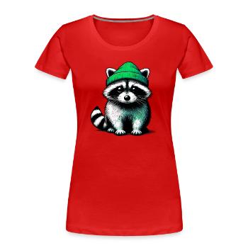 Waschbär - Frauen Premium Bio T-Shirt - Rot - Vorne - Mia (176cm)