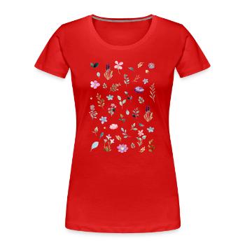 Watercolor Florals on Black - Women's Premium Organic T-Shirt - red - Front - Mia (176cm)