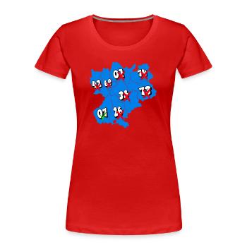 Région rhône alpes - T-shirt bio Premium Femme - rouge - Devant - Mia (176cm)