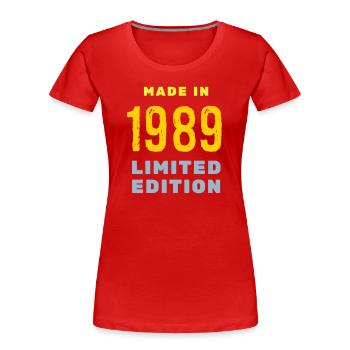 1989 - T-shirt bio Premium Femme - rouge - Devant - Mia (176cm)