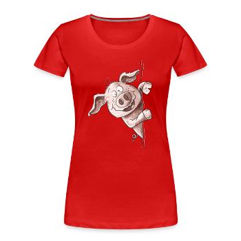 Droll Piggy Pig Pig Pig Pig - T-shirt bio Premium Femme - rouge - Devant - Mia (176cm)