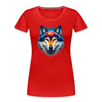Wolf - Frauen Premium Bio T-Shirt - Rot - Vorne - Mia (176cm)