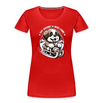 Chien Saint-Bernard - T-shirt bio Premium Femme - rouge - Devant - Mia (176cm)
