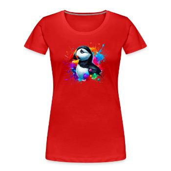 Papageitaucher - Frauen Premium Bio T-Shirt - Rot - Vorne - Mia (176cm)