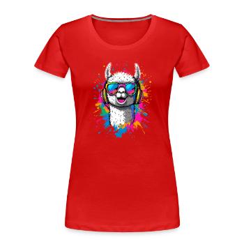 Alpaca Sweet Llama Farm Life Is Better With Alpacas - Women's Premium Organic T-Shirt - red - Front - Mia (176cm)