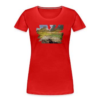 Un delta de rivière brûle de couleurs - T-shirt bio Premium Femme - rouge - Devant - Mia (176cm)