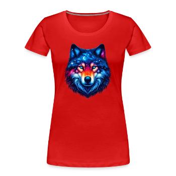 Wolf - Frauen Premium Bio T-Shirt - Rot - Vorne - Mia (176cm)