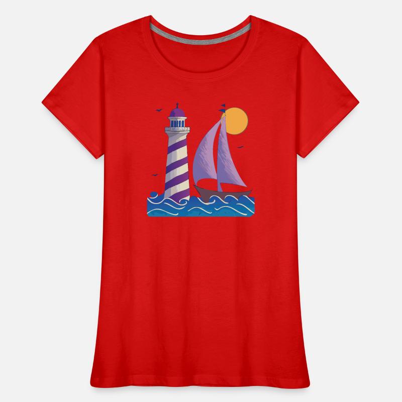 Leuchtturm mit Boot Frauen Premium Bio T-Shirt