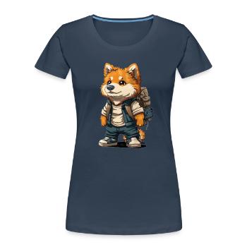 Fuchs design - Women's Premium Organic T-Shirt - navy - Front - Mia (176cm)