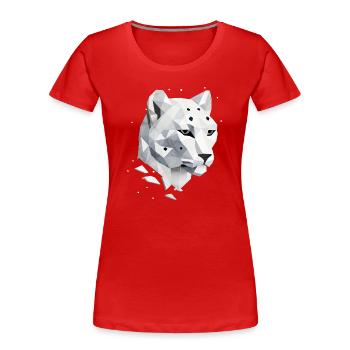 Léopard des neiges géométrique – L’élégance de la nature sauvage - T-shirt bio Premium Femme - rouge - Devant - Mia (176cm)