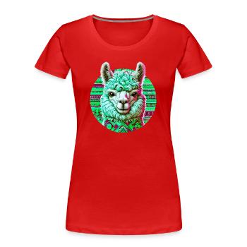 Alpaca - Women's Premium Organic T-Shirt - red - Front - Mia (176cm)