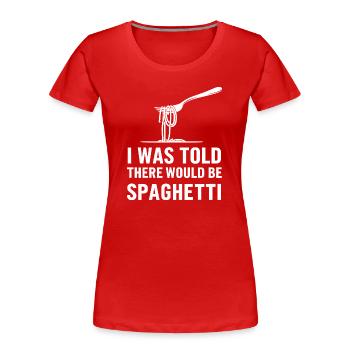 Spaghetti-Überraschung - Frauen Premium Bio T-Shirt - Rot - Vorne - Mia (176cm)