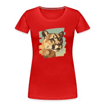 Lion de montagne Rétro - T-shirt bio Premium Femme - rouge - Devant - Mia (176cm)