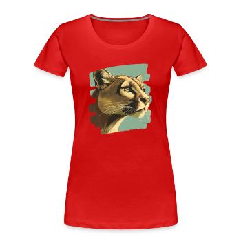 Lion de montagne Rétro - T-shirt bio Premium Femme - rouge - Devant - Mia (176cm)