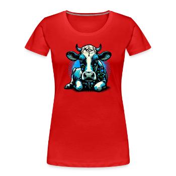 Vache - T-shirt bio Premium Femme - rouge - Devant - Mia (176cm)