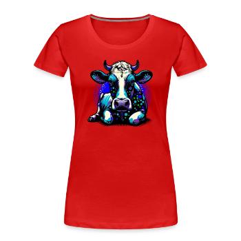 Cow - Women's Premium Organic T-Shirt - red - Front - Mia (176cm)