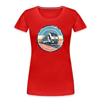 E-Lok mit Güterzug - Frauen Premium Bio T-Shirt - Rot - Vorne - Mia (176cm)