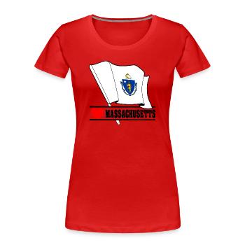 Flagge Massachusetts Herz MASSACHUSETTS - Frauen Premium Bio T-Shirt - Rot - Vorne - Mia (176cm)