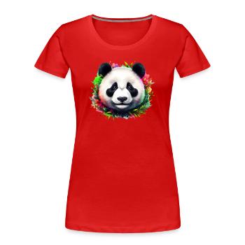 Panda - Frauen Premium Bio T-Shirt - Rot - Vorne - Mia (176cm)
