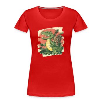 Crocodile Retro - Women's Premium Organic T-Shirt - red - Front - Mia (176cm)
