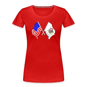 Drapeau des États-Unis et de l’État de l’Illinois franchi - T-shirt bio Premium Femme - rouge - Devant - Mia (176cm)