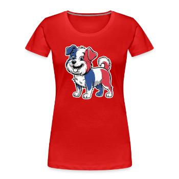 Hund in den Farben der französischen Flagge 2026 - Frauen Premium Bio T-Shirt - Rot - Vorne - Mia (176cm)