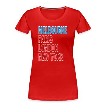 Tennis Tournament Melbourne Paris London New York - Women's Premium Organic T-Shirt - red - Front - Mia (176cm)