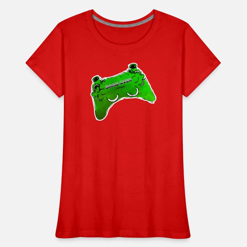 gruener Comic Controller mit Text GAME OVER Frauen Premium Bio T-Shirt
